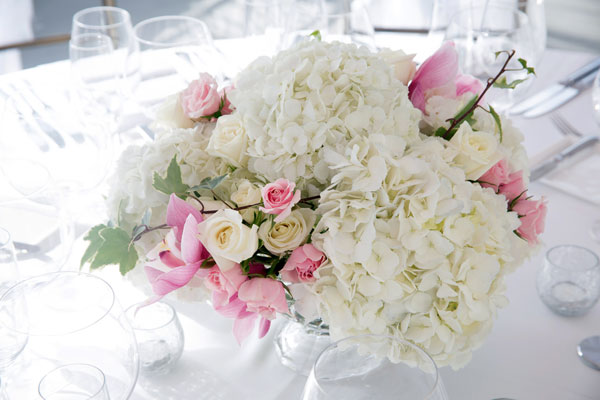 Table flower arrangement at corporate function in Shropshire